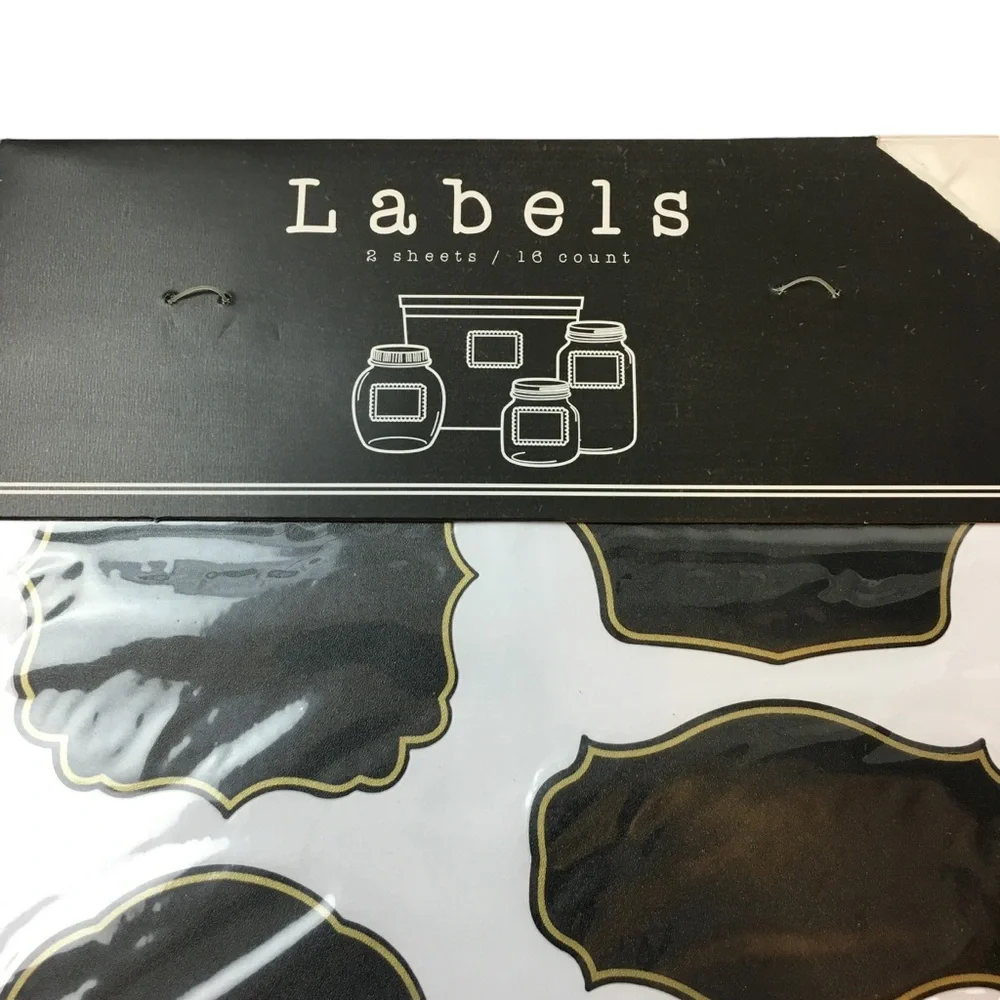 Jar Labels Chalkboard Style Black Organizing Labeling Pantry Crafts Gifts NWT